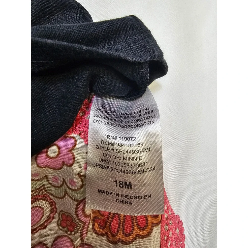 Disney Minnie Mouse Girls 2pc Outfit Set Black Good Vibes‎ Shirt Floral Shorts